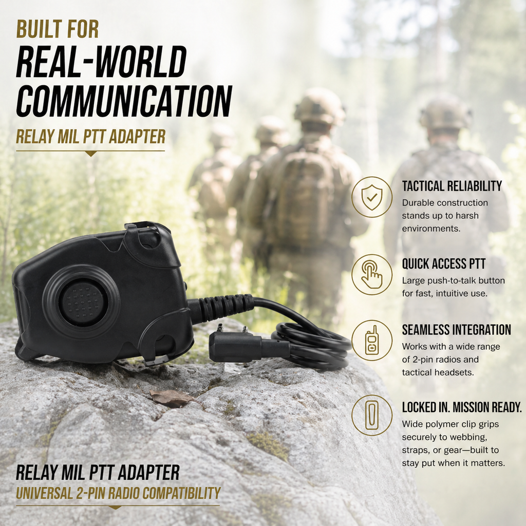 Relay™ MIL Push-to-Talk (PTT) for Kenwood Radios | Peltor ComTac Compatible