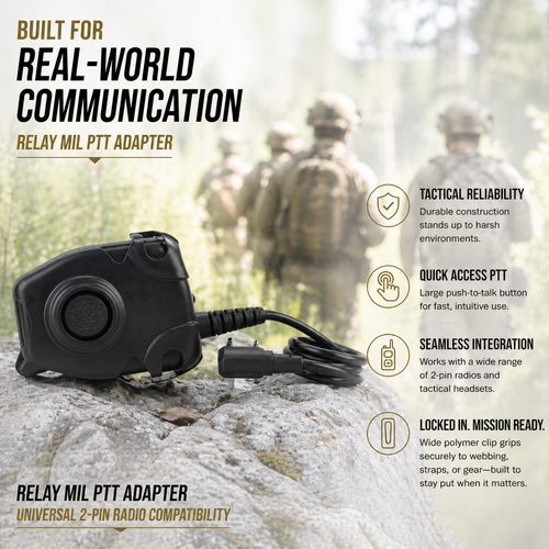 Relay™ MIL Push-to-Talk (PTT) for Kenwood Radios | Peltor ComTac Compatible
