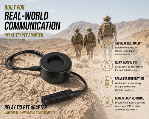 Relay™ TCI Push-to-Talk (PTT) for Kenwood Radios | Tactical Headset Compatible